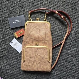 COACH DOUBLE FRAME KISSLOCK CROSSBODY WITH SIGNATURE PATCHWORK 69109